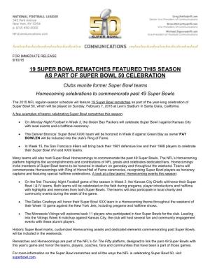 2015 Super Bowl Rematches Release 9-10-15