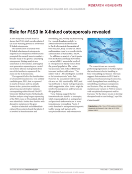 Bone: Role for PLS3 in X-Linked Osteoporosis Revealed