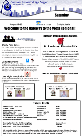 Saturday Welcome to the Gateway to the West Regional!