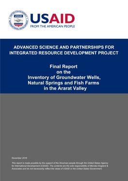Final Report on the Inventory of Groundwater Wells, Natural Springs and Fish Farms in the Ararat Valley