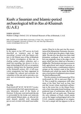 Kush: a Sasanian and Islamic-Period Archaeological Tell in Ras Al-Khaimah