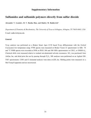 Sulfamides and Sulfamide Polymers Directly from Sulfur Dioxide