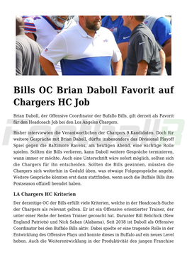 Bills OC Brian Daboll Favorit Auf Chargers HC Job