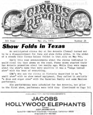 Circus Report, May 24, 1976, Vol. 5, No. 21