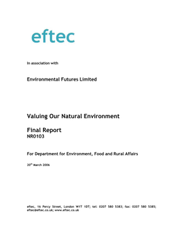 Valuing Our Natural Environment Final Report