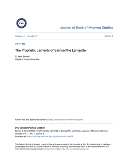 The Prophetic Laments of Samuel the Lamanite