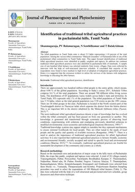Identification of Traditional Tribal Agricultural Practices In