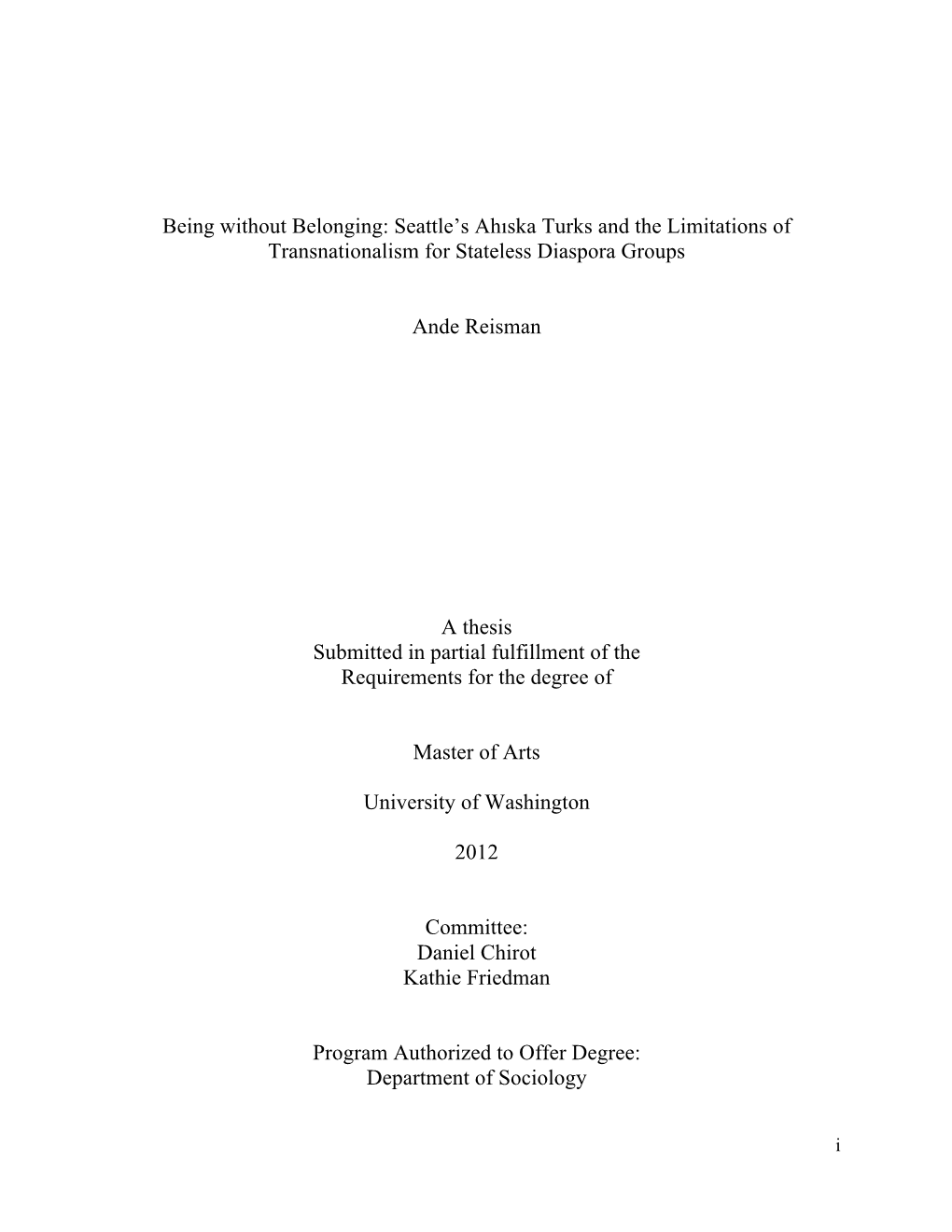 Seattle's Ahıska Turks and the Limitations of Transnationalism For