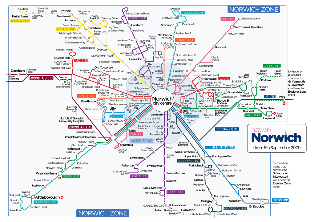 Norwich Tube Zone Map 05-21 A4