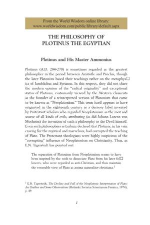 The Philospohy of Plotinus the Egyptian