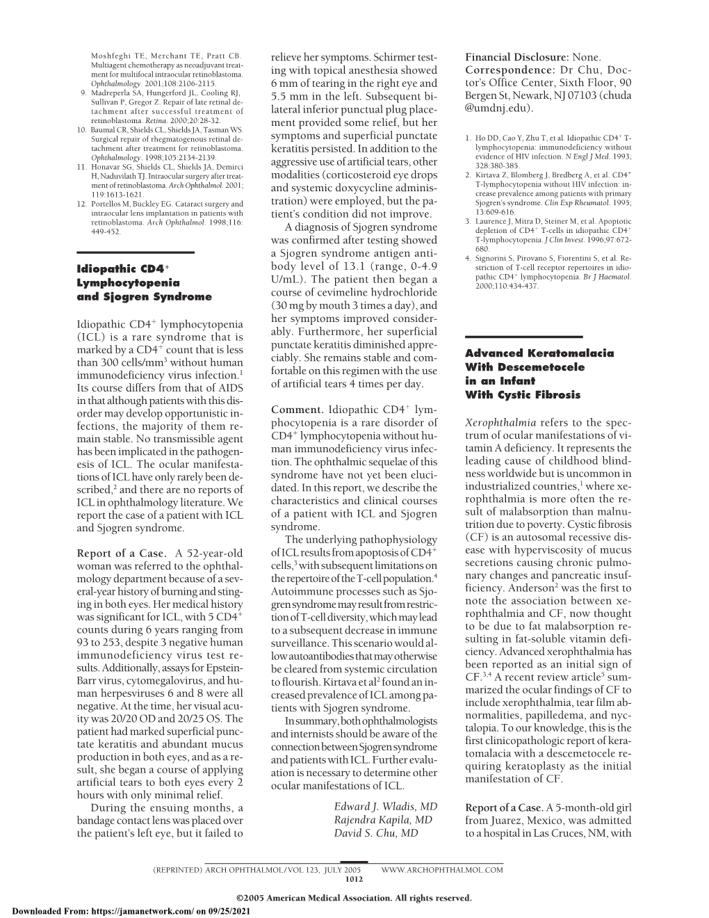 Advanced Keratomalacia with Descemetocele in an Infant With