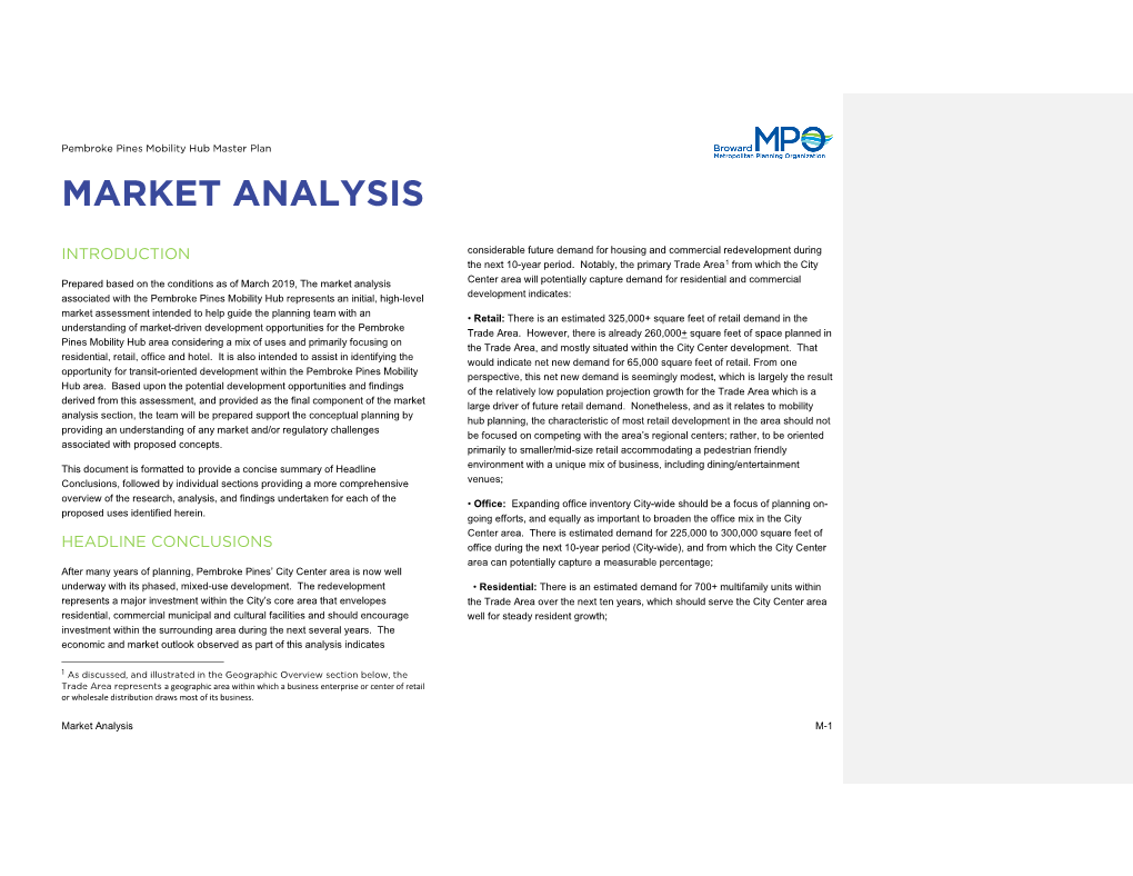 Pembroke Pines Mobility Hub Market Analysis