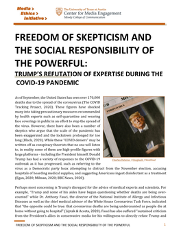 Freedom of Skepticism and the Social Responsibility of the Powerful: Trump’S Refutation of Expertise During the Covid-19 Pandemic