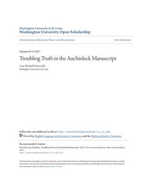 Troubling Truth in the Auchinleck Manuscript Amy Elizabeth Reynolds Washington University in St