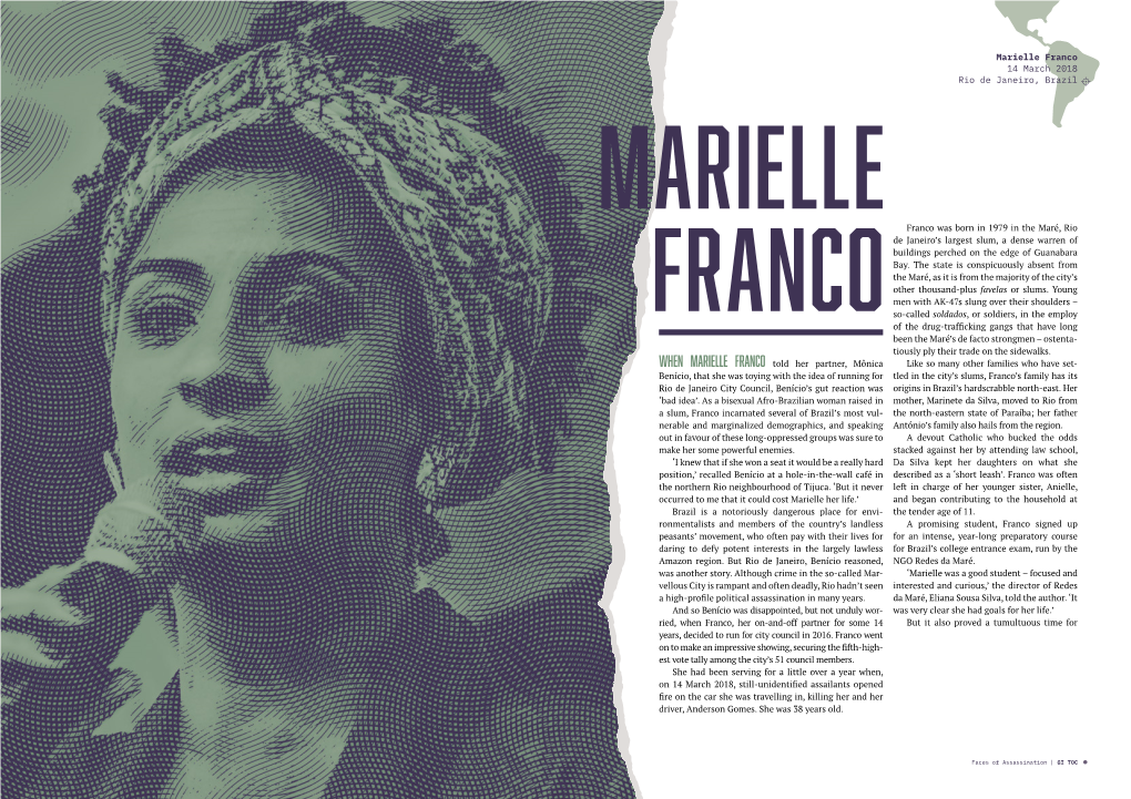 Marielle Franco 14 March 2018 Rio De Janeiro, Brazil When Marielle