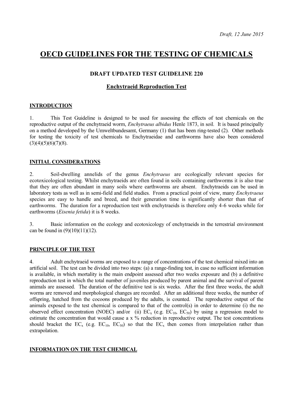 Oecd Guidelines for the Testing of Chemicals