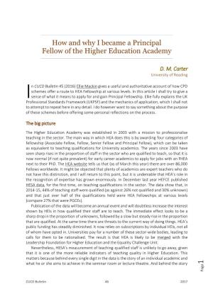 How and Why I Became a Principal Fellow of the Higher Education Academy