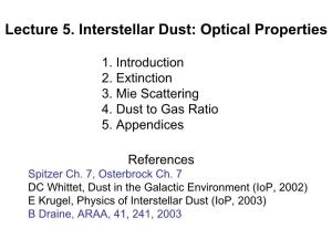 Lecture 5. Interstellar Dust: Optical Properties