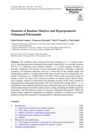 Moments of Random Matrices and Hypergeometric Orthogonal Polynomials
