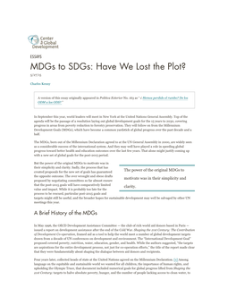 Mdgs to Sdgs: Have We Lost the Plot? | Center for Global Development