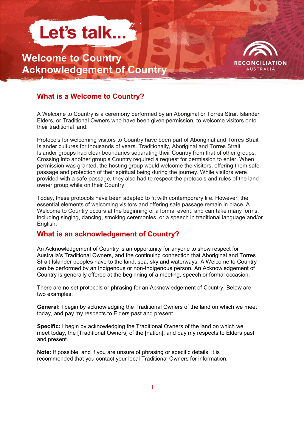Country Acknowledgement of Country