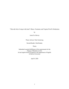 1 “That Odd Whir of Wings in the Head”: Illness, Treatment, And