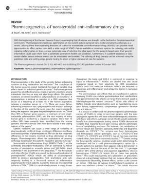 Pharmacogenetics of Nonsteroidal Anti-Inflammatory Drugs
