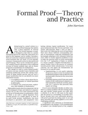 Formal Proof—Theory and Practice John Harrison