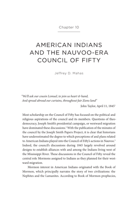 American Indians and the Nauvoo-Era Council of Fifty
