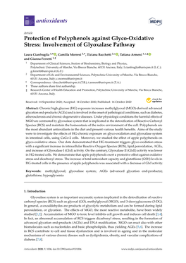 Protection of Polyphenols Against Glyco-Oxidative Stress: Involvement of Glyoxalase Pathway