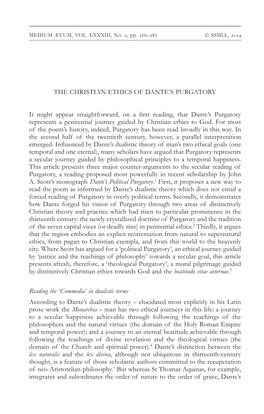 The Christian Ethics of Dante's Purgatory