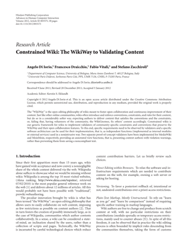 Research Article Constrained Wiki: the Wikiway to Validating Content