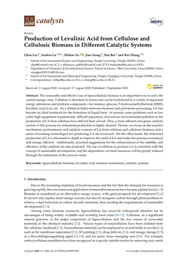 Production of Levulinic Acid from Cellulose and Cellulosic Biomass in Diﬀerent Catalytic Systems