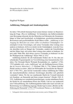 Siegfried Wollgast Aufklärung, Pädagogik Und Akademiegedanke