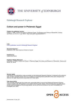 Culture and Power in Ptolemaic Egypt: the Museum and Library of Alexandria', Greece and Rome, Vol