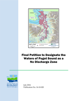 Final Petition to Designate the Waters of Puget Sound As a No Discharge Zone