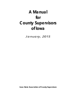 A Manual for County Supervisors of Iowa