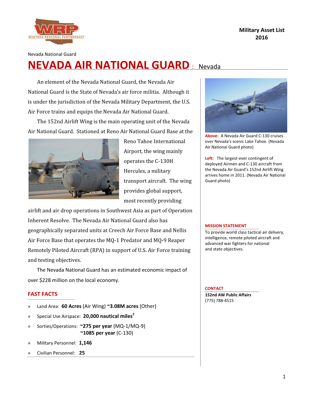 NEVADA AIR NATIONAL GUARD : Nevada