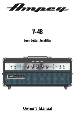 Owner's Manual Bass Guitar Amplifier