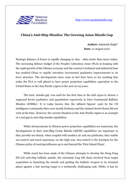 China's Anti-Ship Missiles
