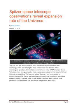 Spitzer Space Telescope Observations Reveal Expansion Rate of the Universe