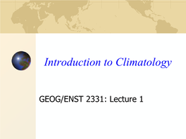 Introduction to Climatology