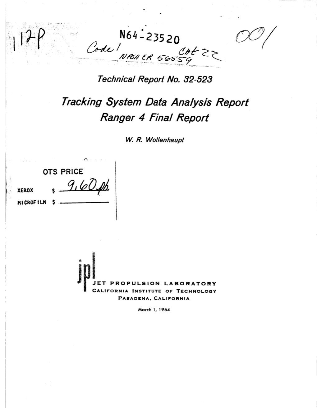 Tracking System Data Analysis Report Ranger 4 Final Report