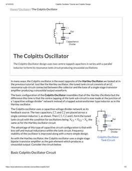 The Colpitts Oscillator