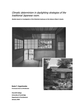 Japanese Teahouse Daylighting Beata Zygarlowska