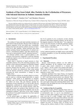 Synthesis of Fine Iron–Cobalt Alloy Particles by the Co-Reduction Of