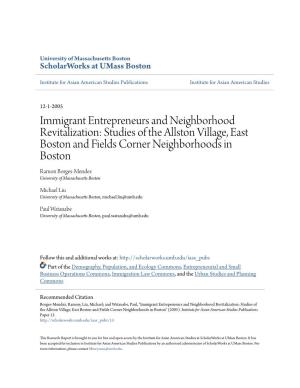 Immigrant Entrepreneurs and Neighborhood Revitalization