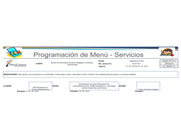 Programación De Menú - Servicios