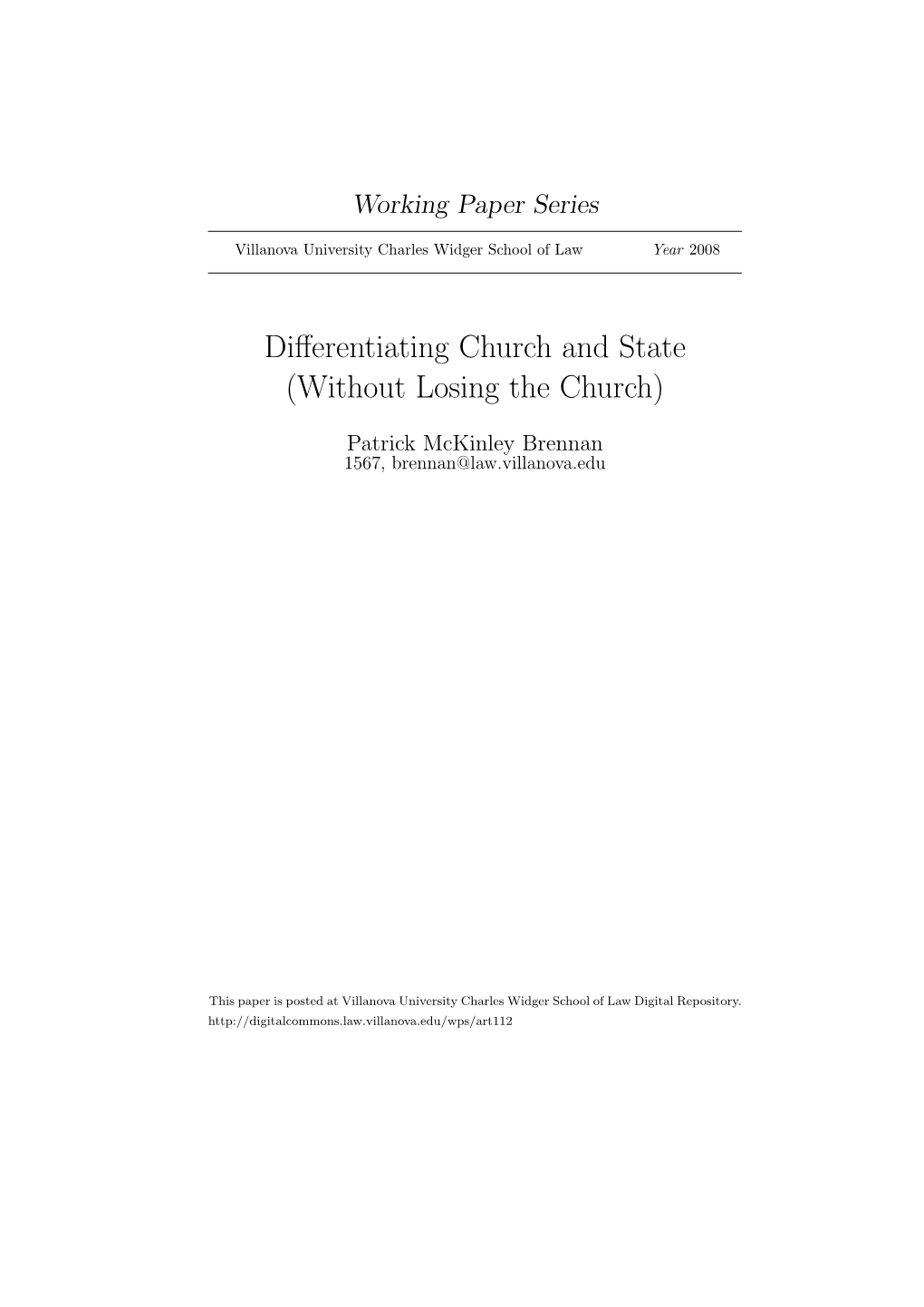 Differentiating Church and State (Without Losing the Church)