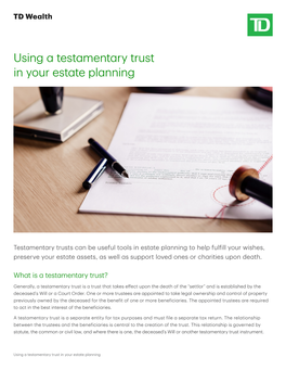 Using a Testamentary Trust in Your Estate Planning